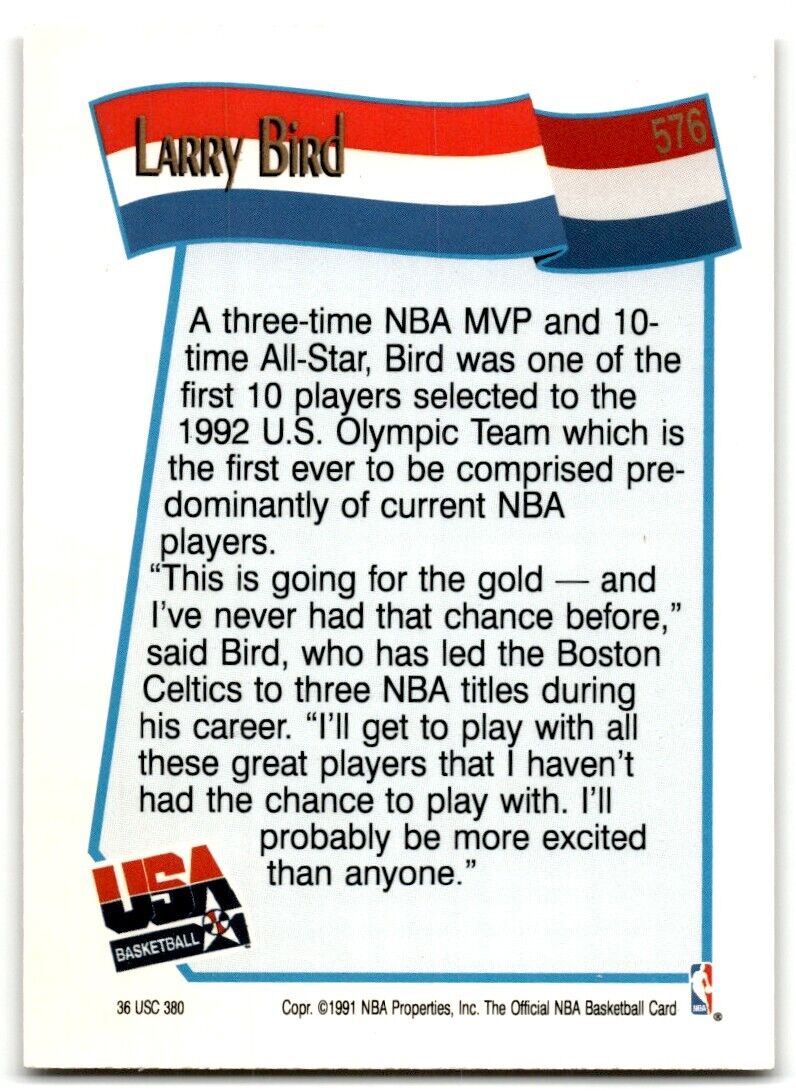 1991-92 Hoops Larry Bird USA #576