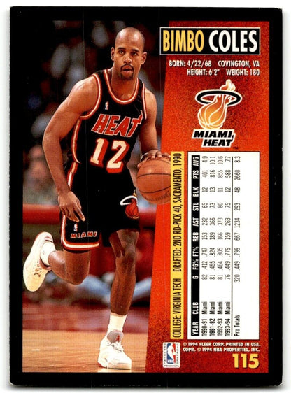 1994-95 Fleer Bimbo Coles Miami Heat #115