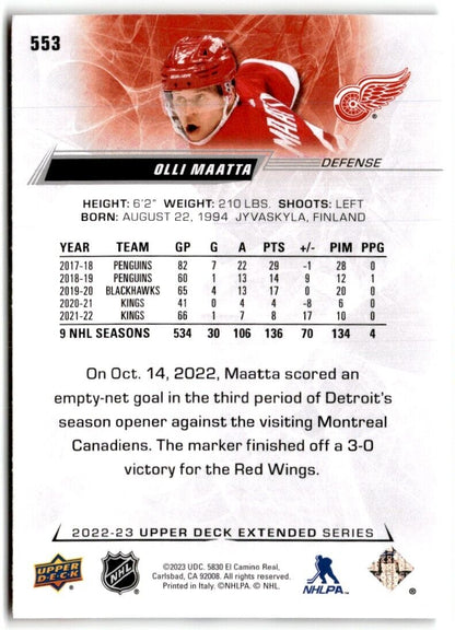 2022-23 Upper Deck Olli Maatta Detroit Red Wings #553