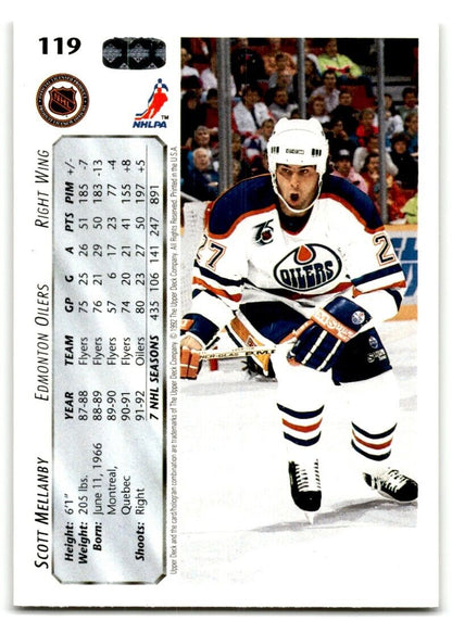 1992-93 Upper Deck Scott Mellanby Edmonton Oilers #119