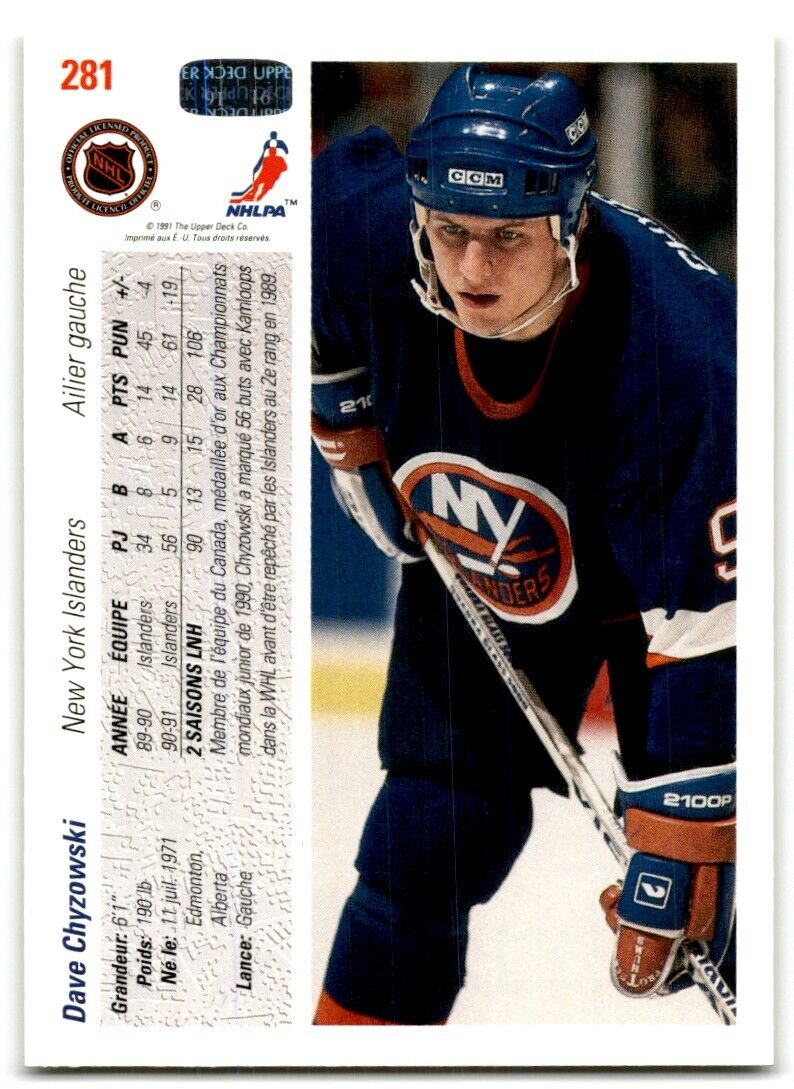 1991-92 Upper Deck French Dave Chyzowski New York Islanders #281