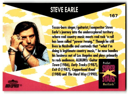 1991-92 ProSet Super Stars MusiCard Steve Earle #167