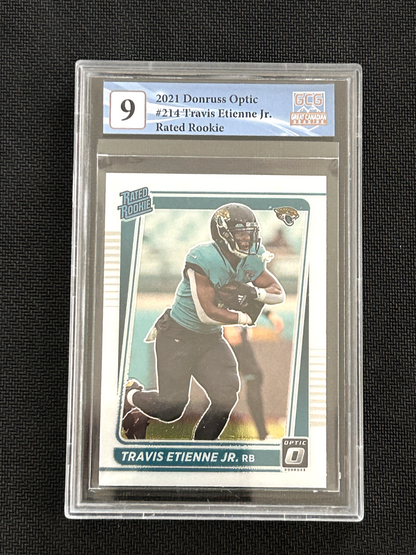 2021 Travis Etienne Jr. Donruss Optic Rated Rookie  #214 graded 9 Mint Jaguars