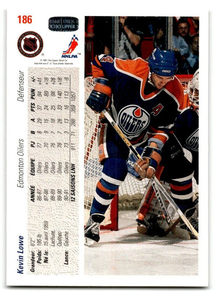 1991-92 Upper Deck Kevin Lowe Edmonton Oilers #186