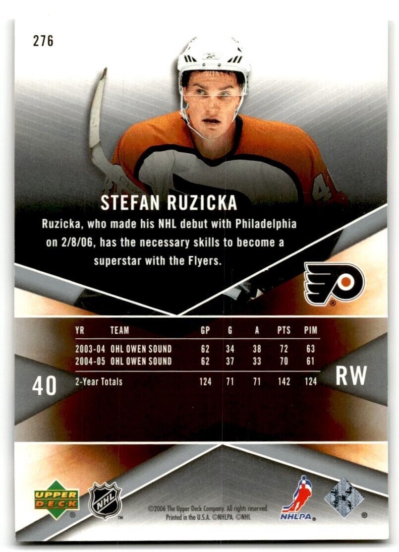 2005-06 SPx Stefan Ruzicka Rookie Philadelphia Flyers #276