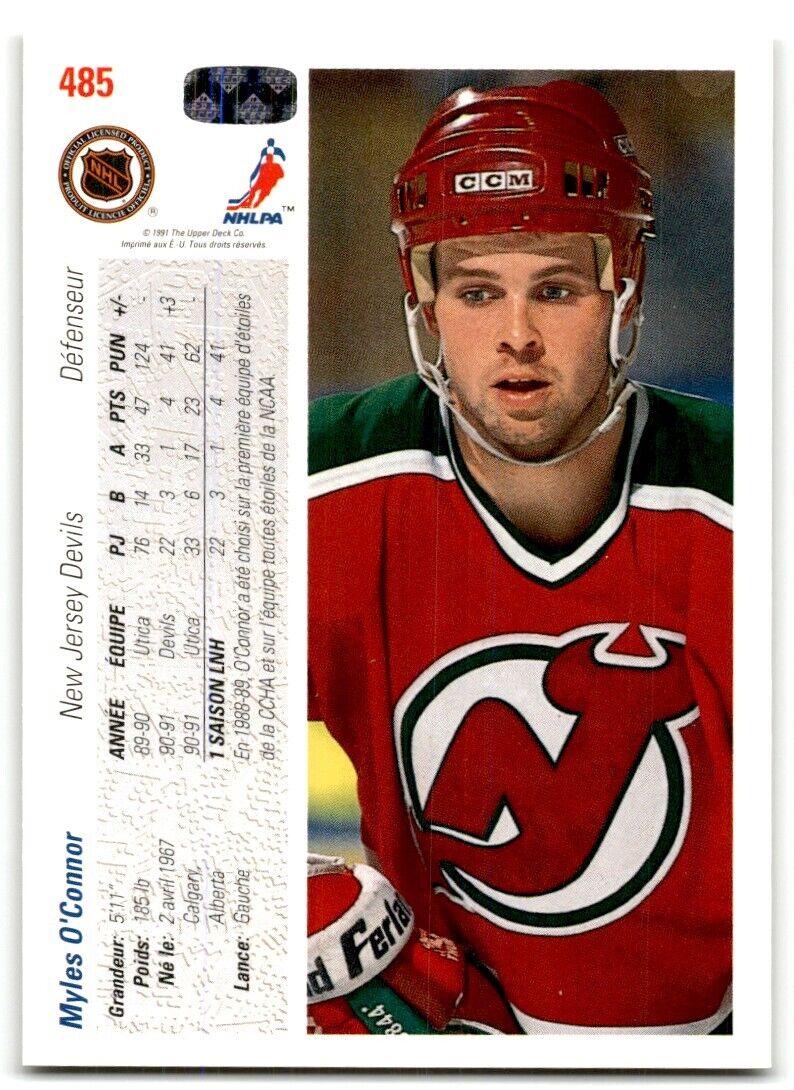 1991-92 Upper Deck French Myles O'Connor Rookie New Jersey Devils #485