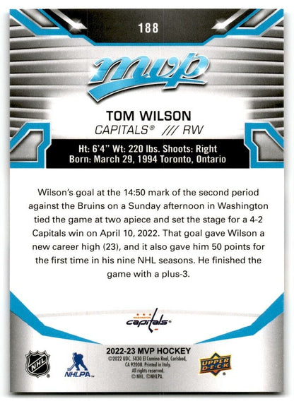 2022-23 Upper Deck MVP Tom Wilson Washington Capitals #188