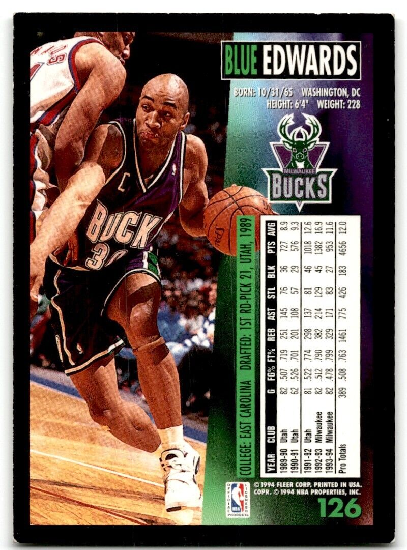 1994-95 Fleer Blue Edwards Boston Celtics #126