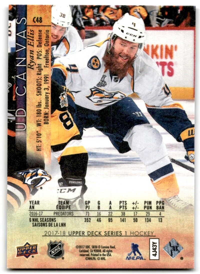 2017-18 Upper Deck UD Canvas Ryan Ellis Nashville Predators #C48