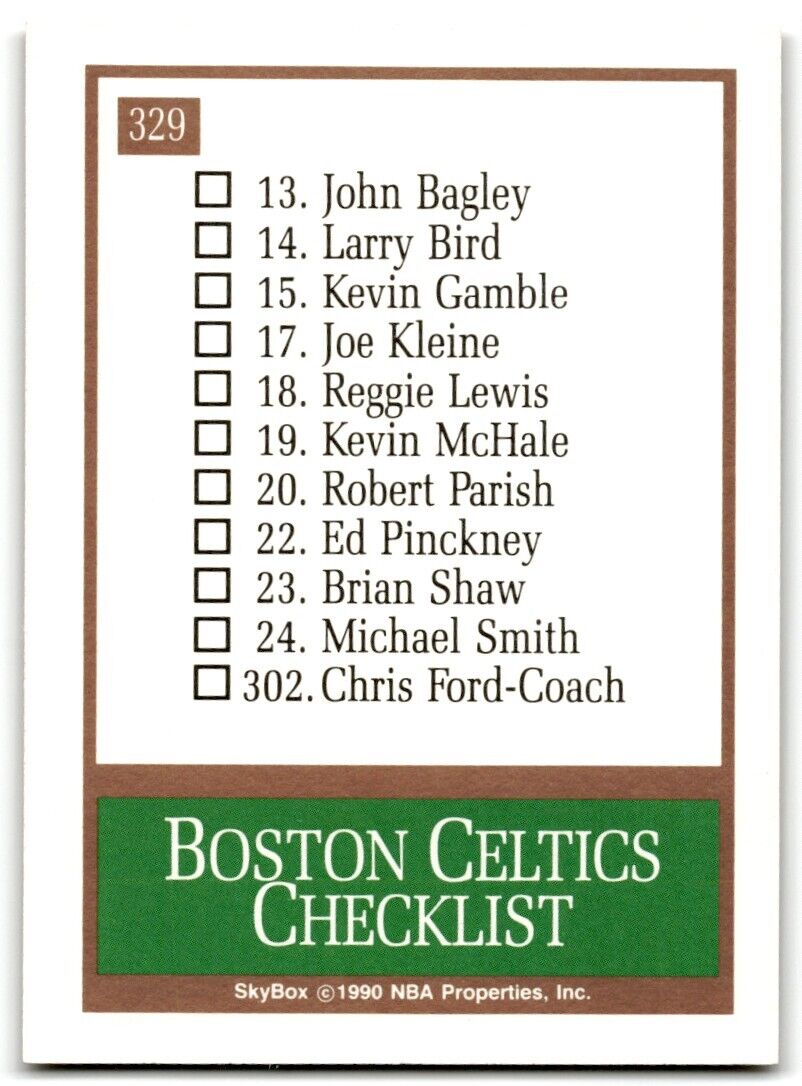 1990-91 SkyBox Boston Celtics Boston Celtics #329