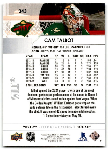 2021-22 Upper Deck Cam Talbot Minnesota Wild #343