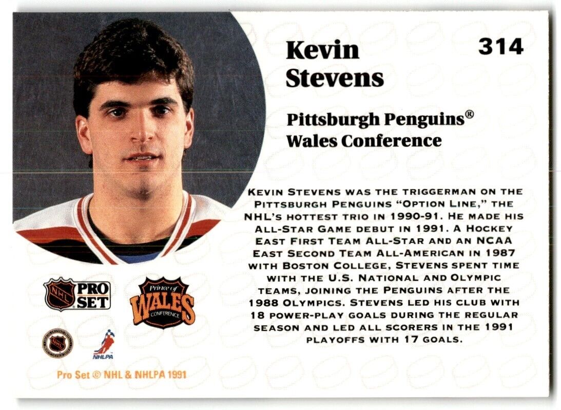 1991-92 Pro Set French Kevin Stevens Pittsburgh Penguins #314