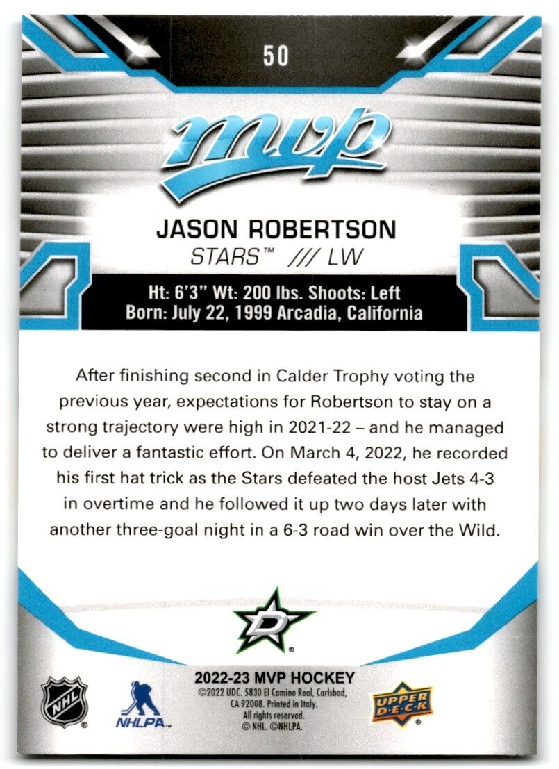 2022-23 Upper Deck MVP Jason Robertson Dallas Stars #50