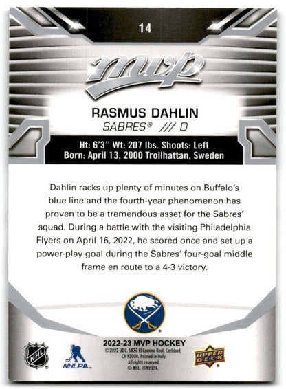 2022-23 Upper Deck MVP Silver Rasmus Dahlin Buffalo Sabres #14