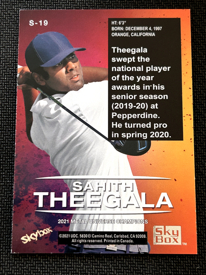 2021 Skybox Metal Universe Sahith Theegala Premium # S-19