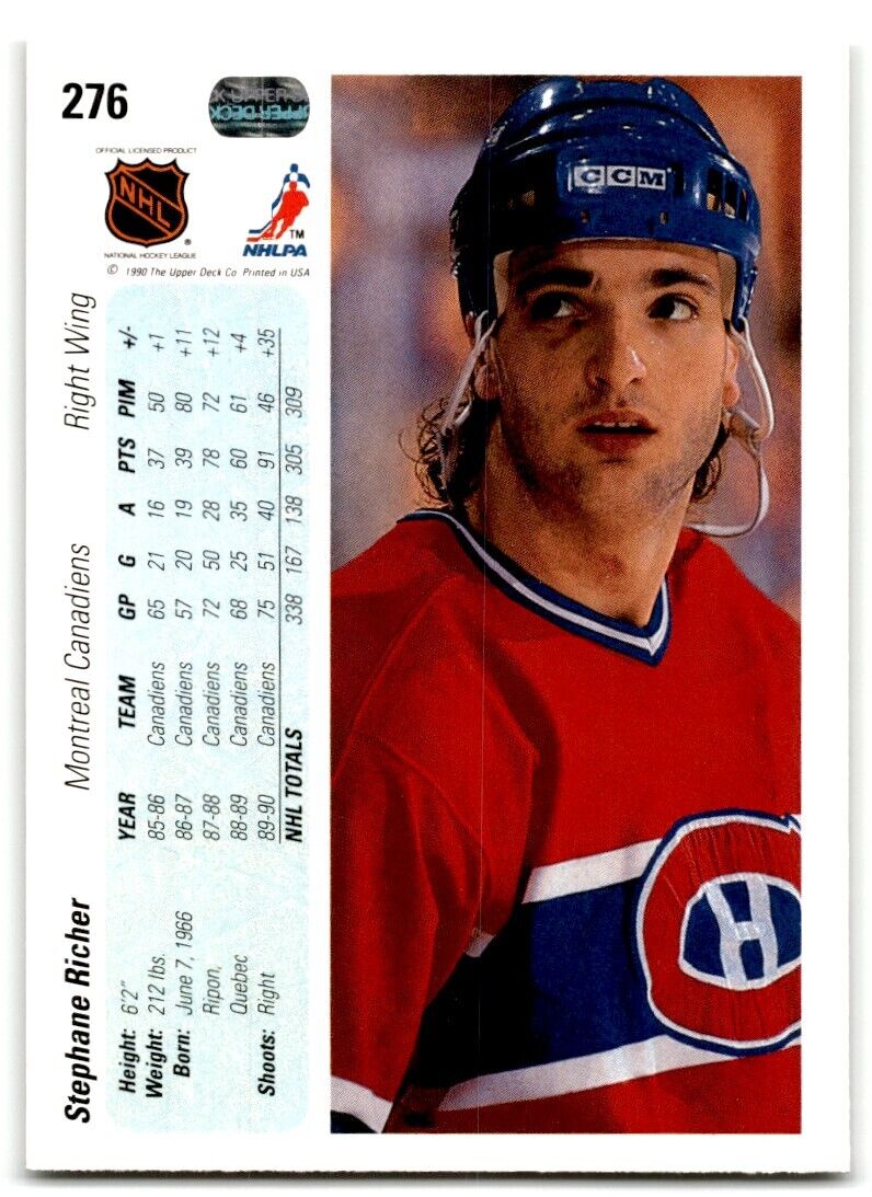 1990-91 Upper Deck Stephane Richer Montreal Canadiens #276