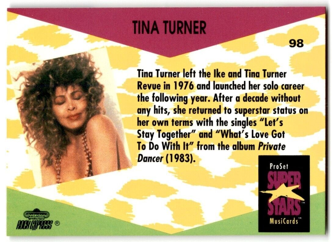 Tina Turner ProSet Super Star MusiCards (Card #98)