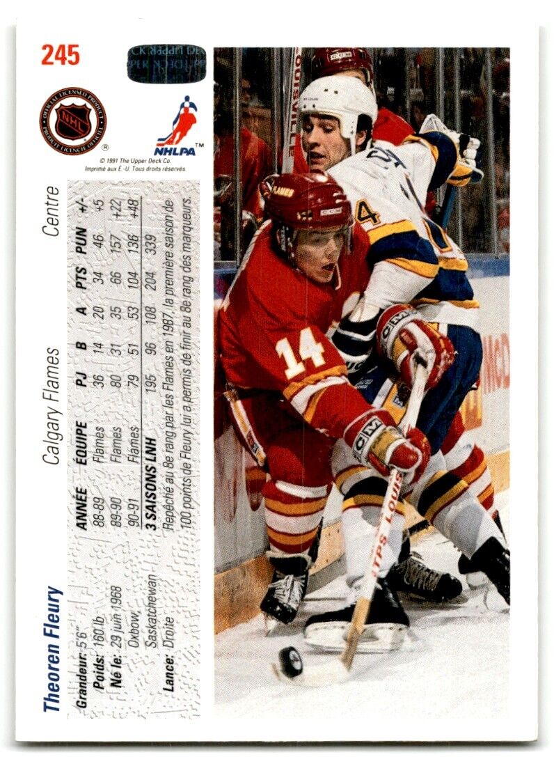 1991-92 Upper Deck French Theo Fleury Calgary Flames #245