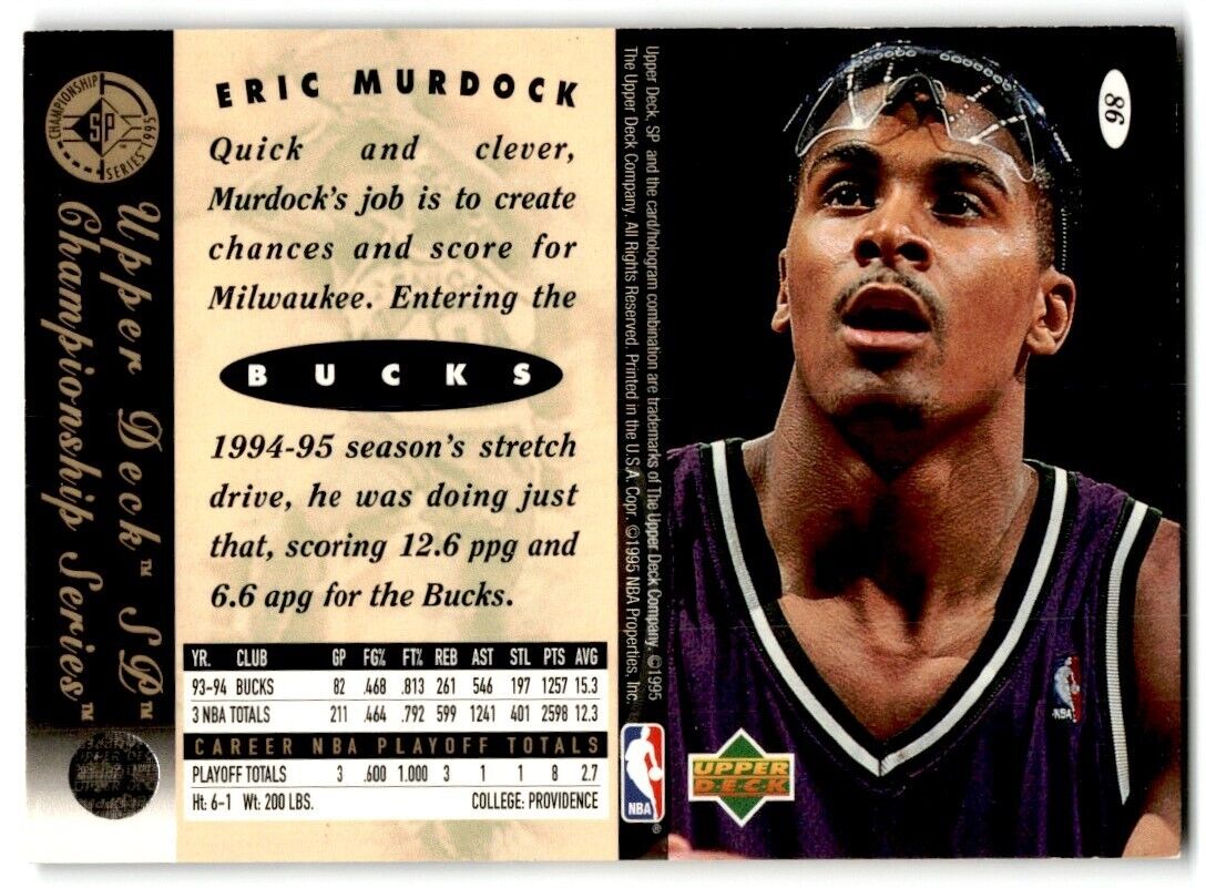 1994-95 SP Championship Eric Murdock Milwaukee Bucks #86