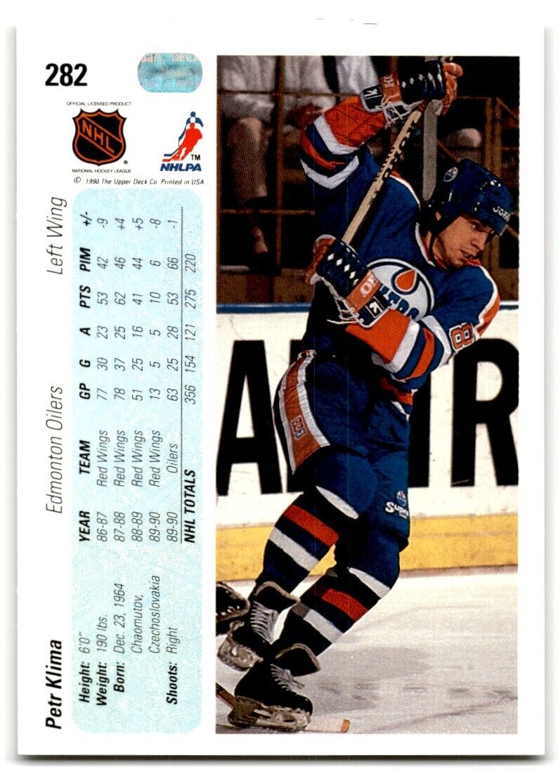 1990-91 Upper Deck Petr Klima Edmonton Oilers #282