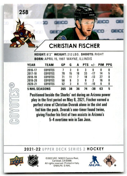 2021-22 Upper Deck Christian Fischer Arizona Coyotes #258