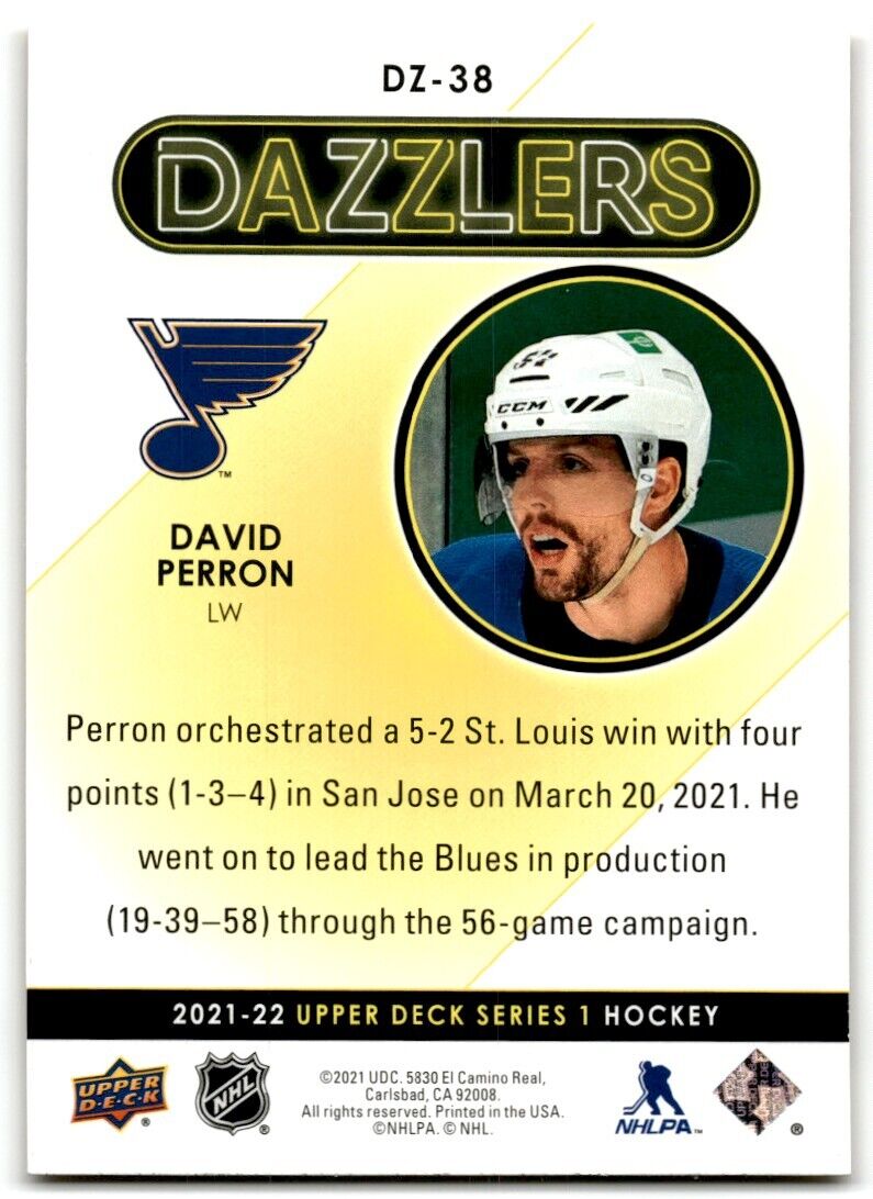 2021-22 Upper Deck Dazzlers orange David Perron St. Louis Blues #DZ-38