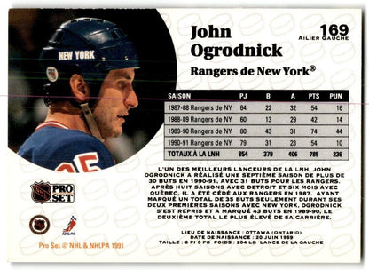 1991-92 Pro Set John Ogrodnick New York Rangers #169