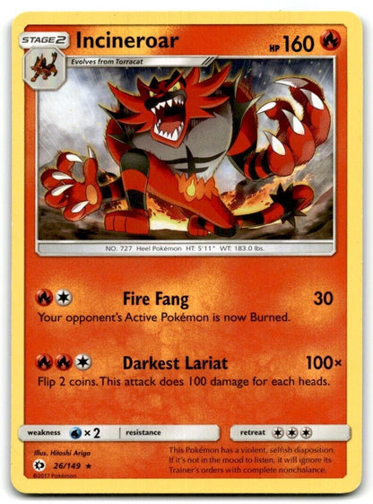 2017 Sun & Moon Incineroar Stage 2/Rare #26