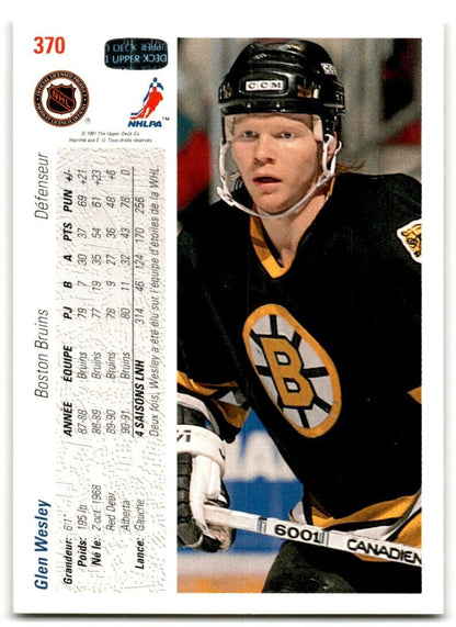 1991-92 Upper Deck French Glen Wesley Boston Bruins #370