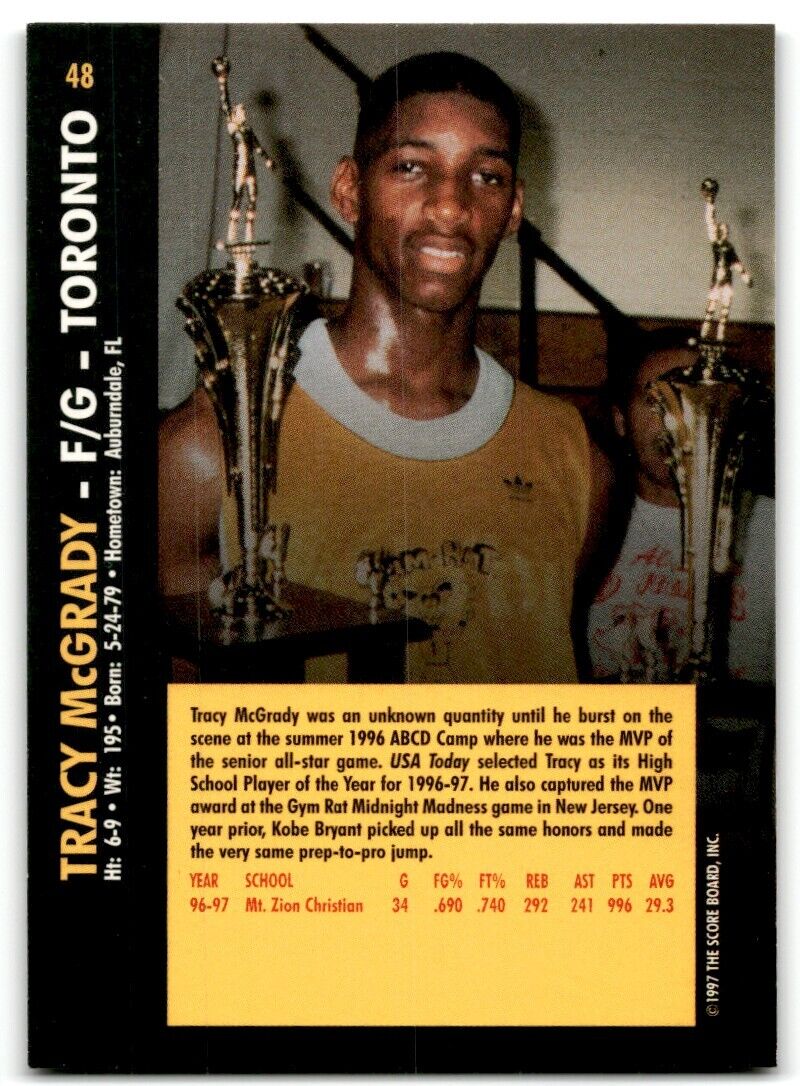 1997-98 Score Board Rookies Tracy McGrady #48