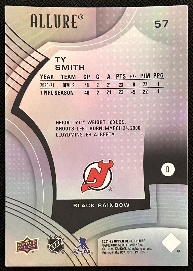 2021-22 Upper Deck Allure Ty Smith New Jersey Devils #57