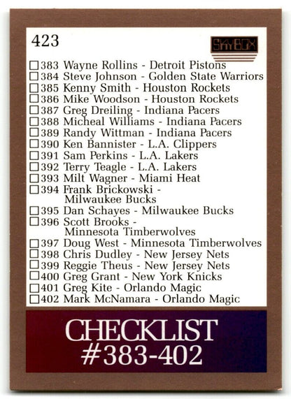 1990-91 SkyBox Checklist: 383-423 #423