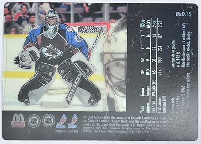 1997-98 Upper Deck McDonald's Patrick Roy Colorado Avalanche #MCD 15