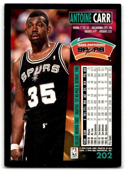 1994-95 Fleer Antoine Carr San Antonio Spurs #202