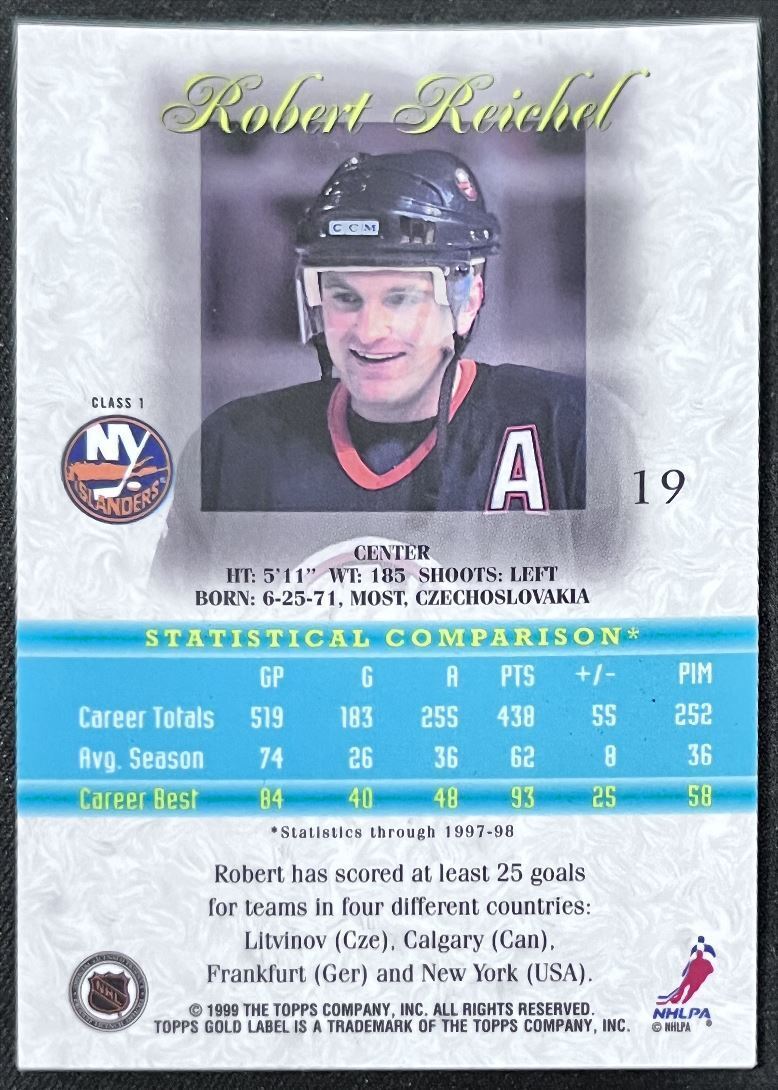 1998-99 Topps Gold Label Robert Reichel New York Islanders #19