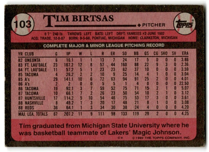 1989 Topps Tim Birtsas Cincinnati Reds #103