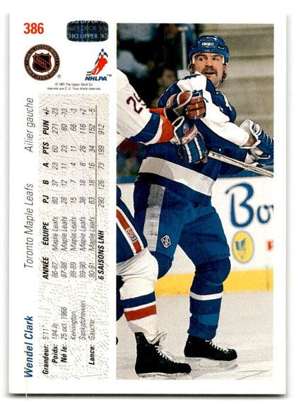 1991-92 Upper Deck French Wendel Clark Toronto Maple Leafs #386