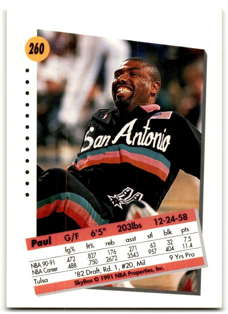 1991-92 SkyBox Paul Pressey San Antonio Spurs #260