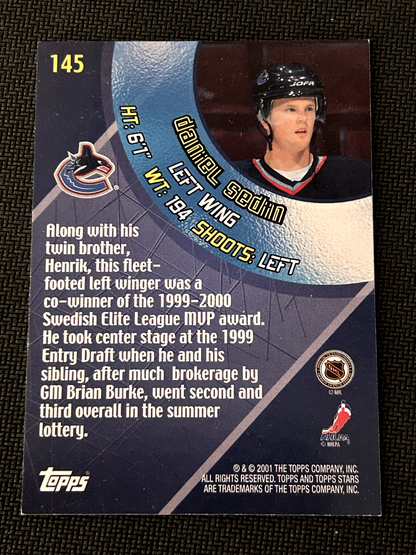 2000-01 Topps Stars Canucks Hockey Card #145 Daniel Sedin SL