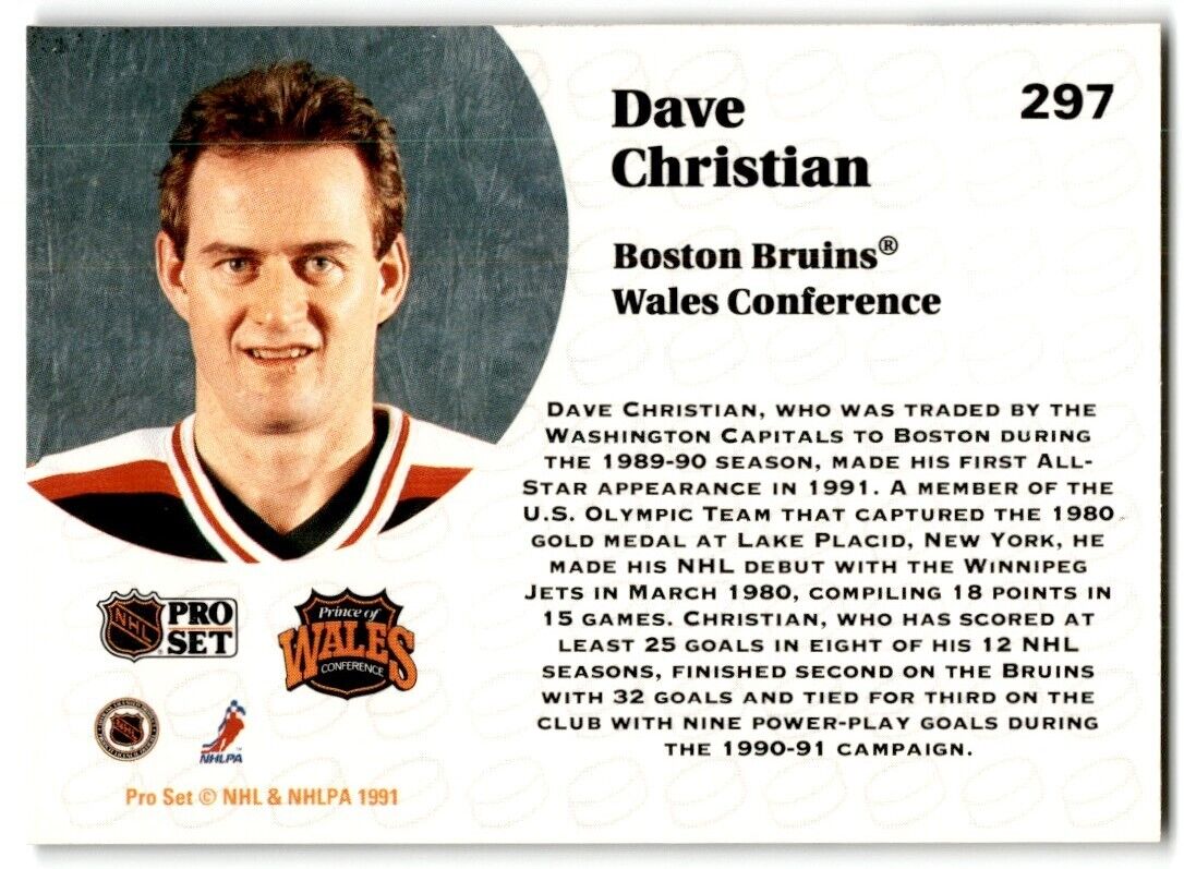 1991-92 Pro Set Dave Christian Boston Bruins #297