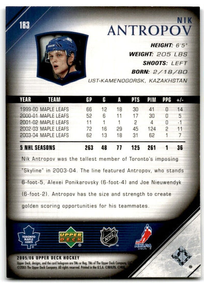 2005-06 Upper Deck Nik Antropov Toronto Maple Leafs #183