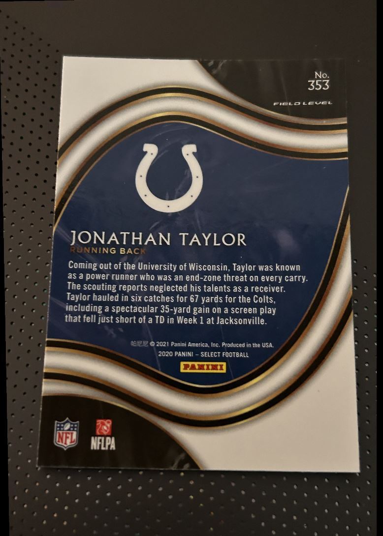 2020 Panini Select Jonathan Taylor Rookie Indianapolis Colts #353