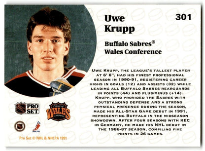 1991-92 Pro Set French Uwe Krupp Buffalo Sabres #301