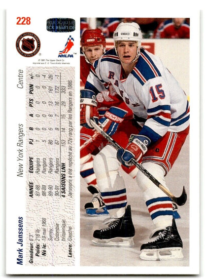 1991-92 Upper Deck French Mark Janssens New York Rangers #228