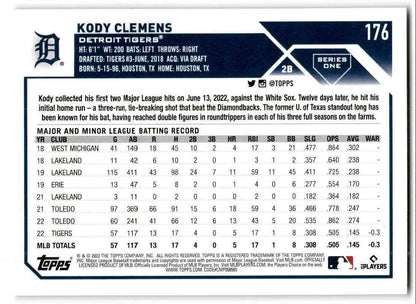 2023 Topps Kody Clemens Rookie Detroit Tigers #176