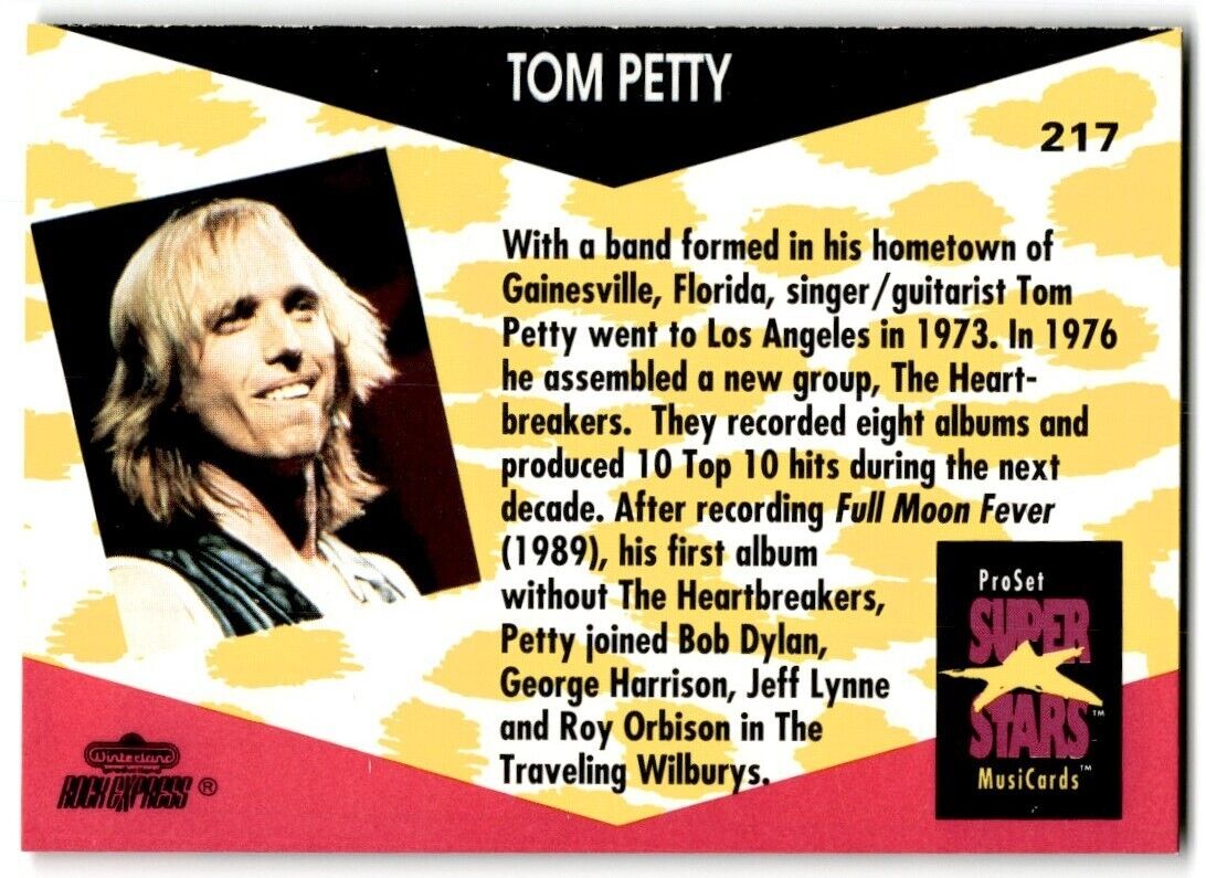 1991-92 ProSet Super Stars MusiCard Tom Petty #217