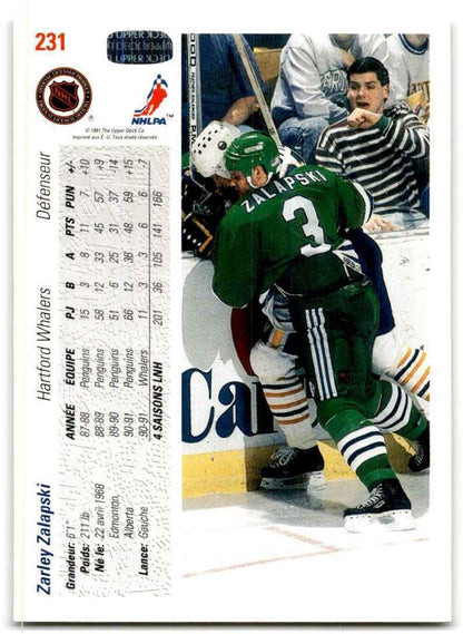 1991-92 Upper Deck French Zarley Zalapski Hartford Whalers #231