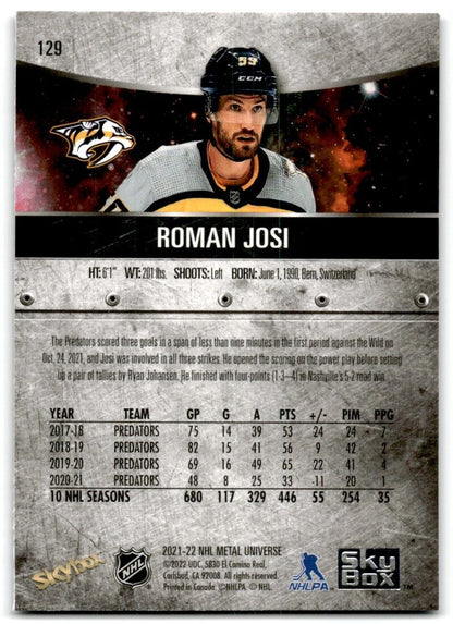 2021-22 Skybox Metal Universe Roman Josi Nashville Predators #129