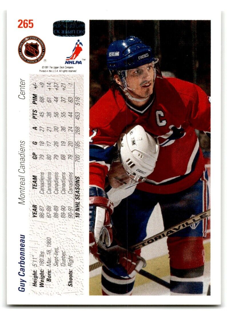 1991-92 Upper Deck Guy Carbonneau Montreal Canadiens #265