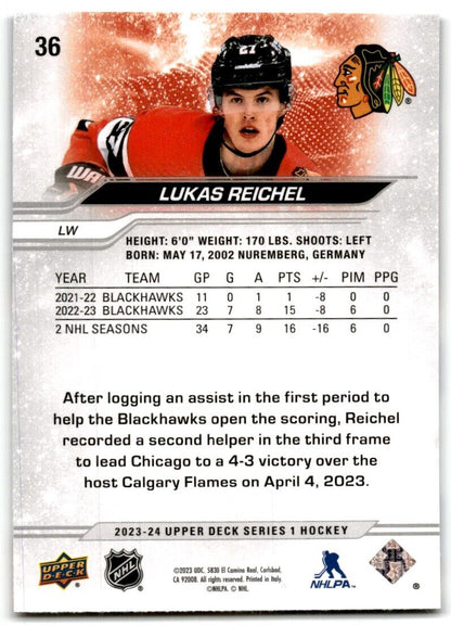 2023-24 Upper Deck Lukas Reichel Chicago Blackhawks #36